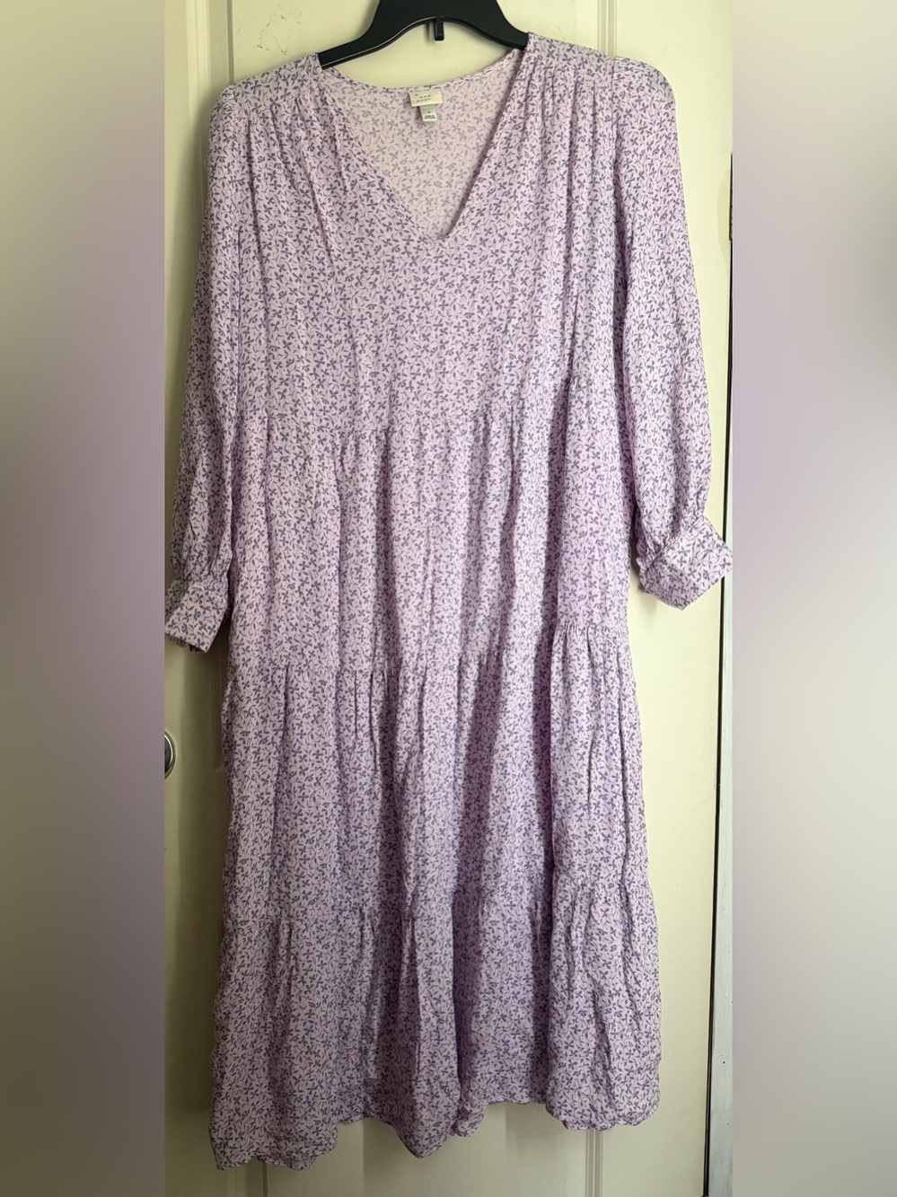 a new day rayon Lilac Floral print V‑Neck Maxi Dress lightweight boho summer - Picture 2 of 12